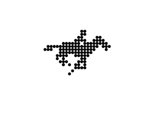 GIF of animated horse and rider black and white color