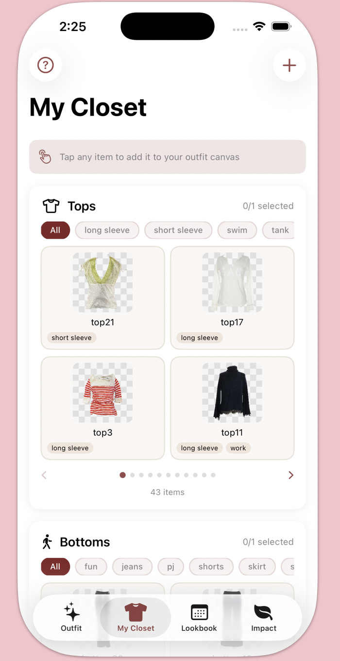 HangOn app closet view