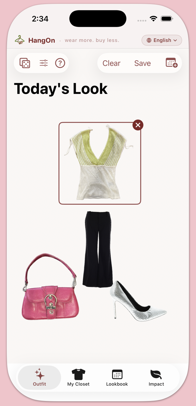 HangOn app outfit builder