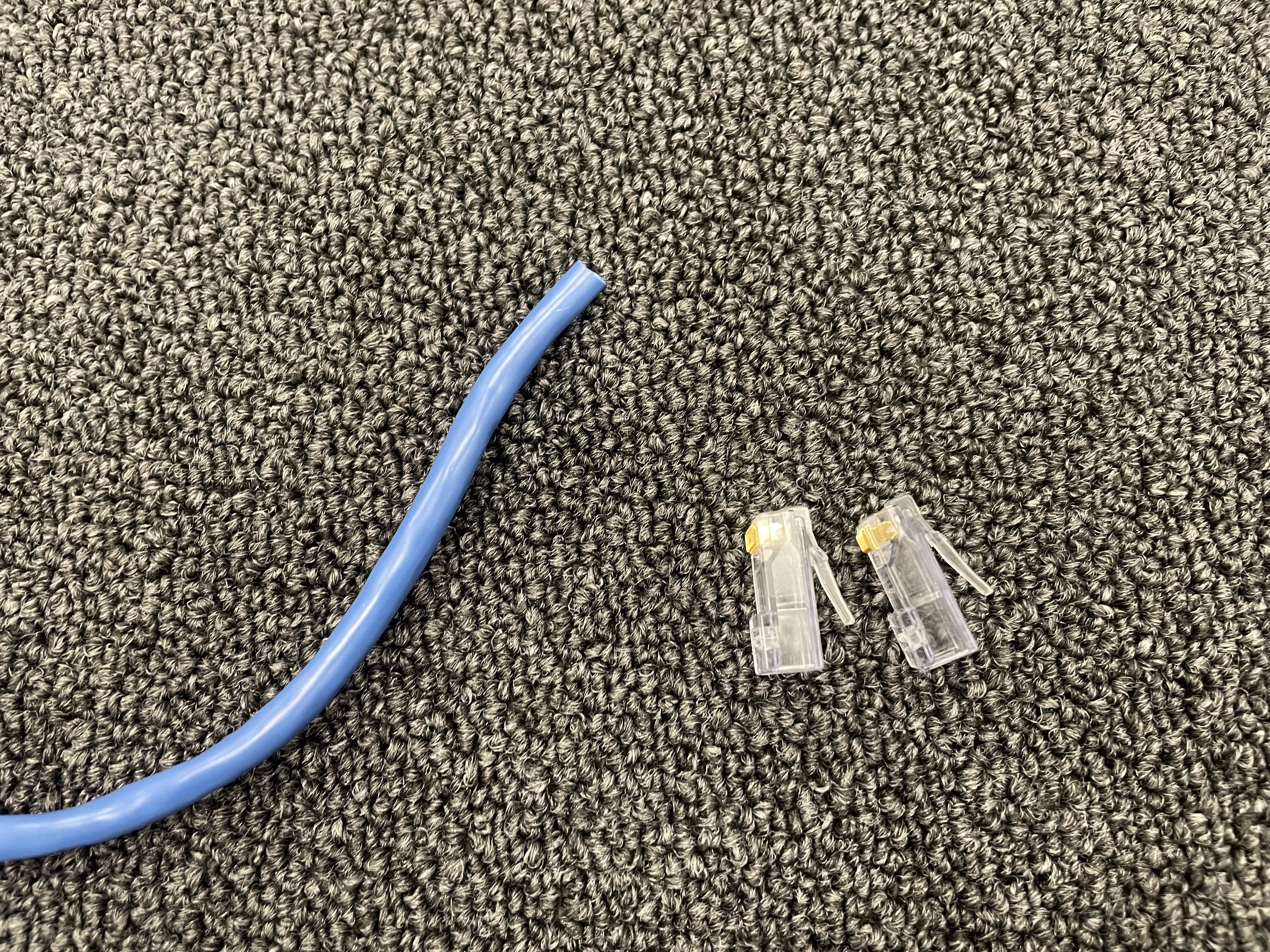 Cat6 cable before termination with exposed wires