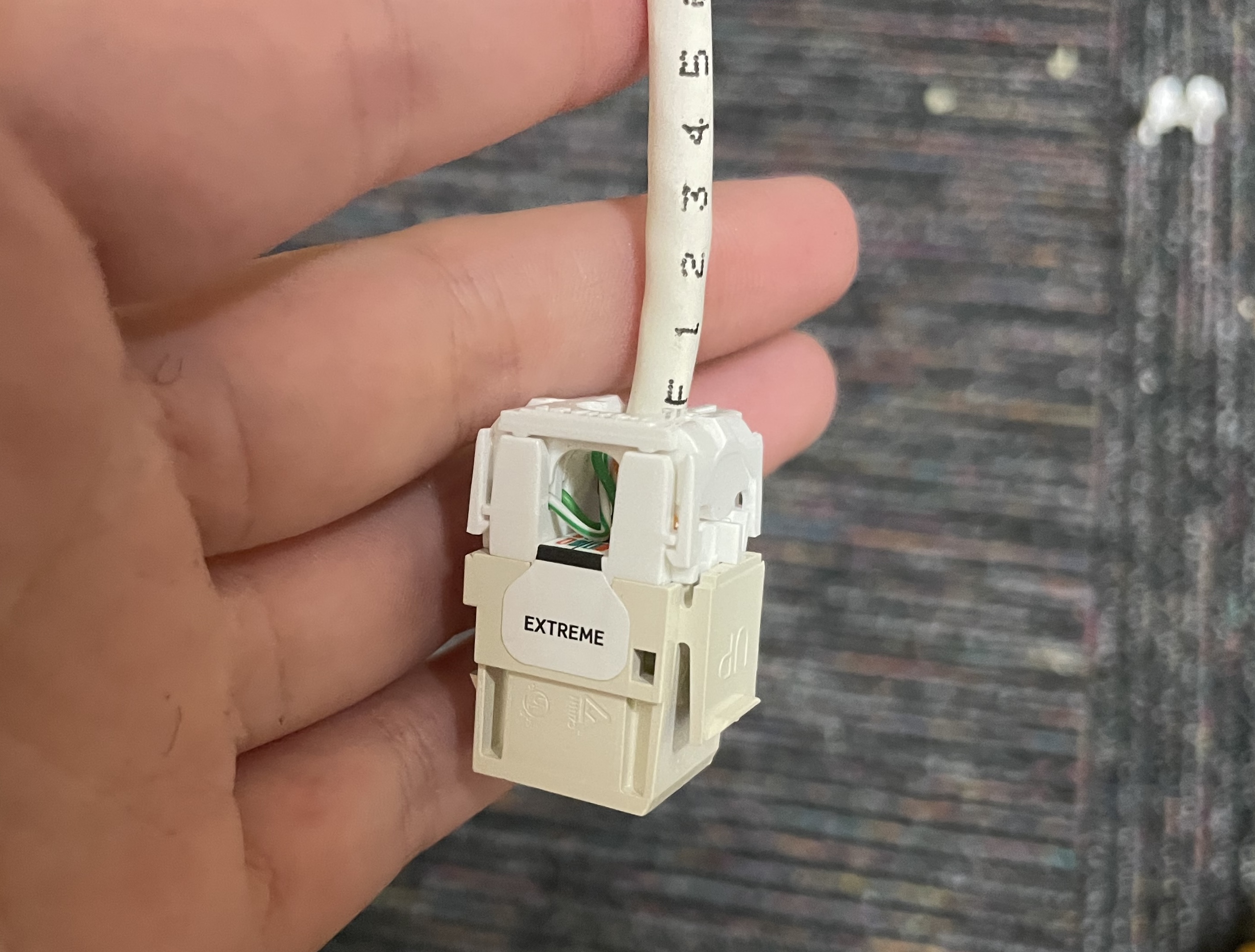 Keystone jack after cable termination
